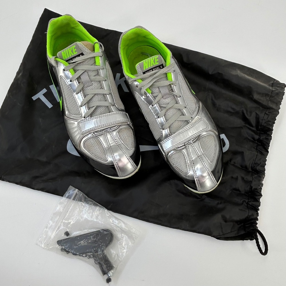 Nike Zoom Rival S Track Field Spikes Silver Green‎ 383822-030 Womens 8